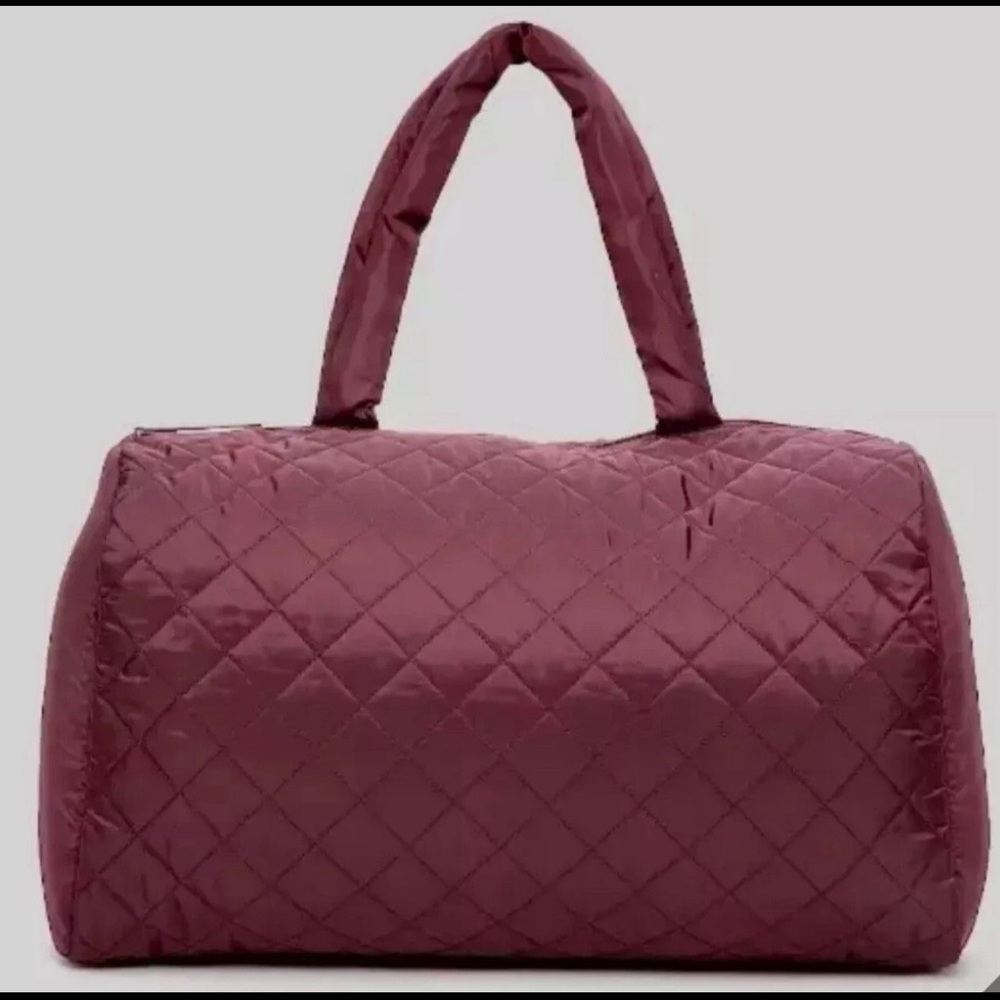 DSW Burgundy/Deep Purple Quilted Weekender Duffle Bag